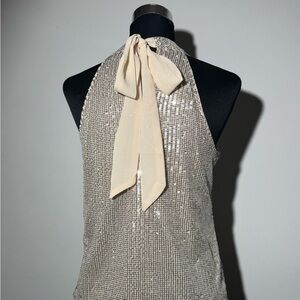 Cupid Blush Silver Sequin Top Small